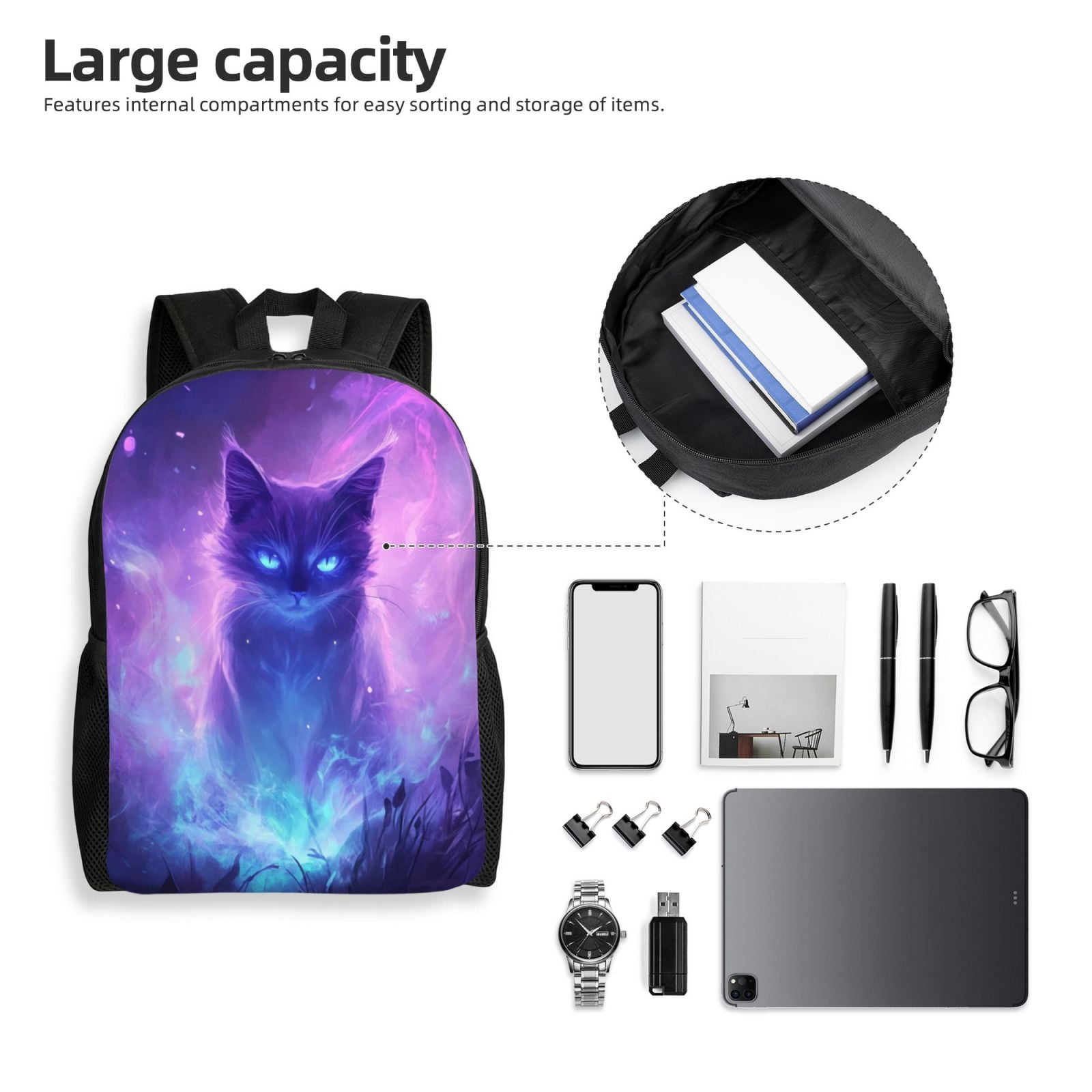 Cat Backpack Double Shoulder Backpack Durable, Spacious, Ergonomic Design for Travel, Work & Outdoor Use