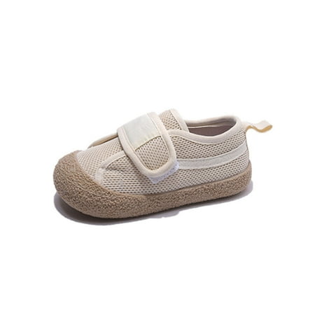 

Rockomi Kids Casual Shoe Soft Sole Skate Shoes Magic Tape Sneakers Unisex Comfort Lightweight Flats Non-slip Canvas Moccasins Beige 11C