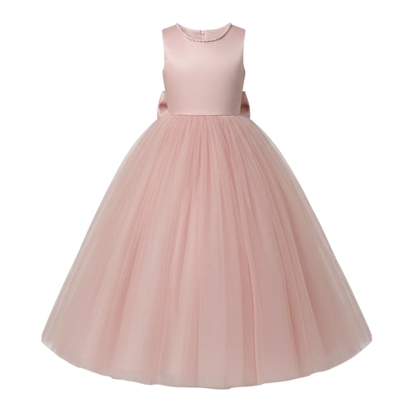Girls' Formal Dress Solid Sleeveless Long Princess Dress Flower Girl Wedding Birthday Dress Red 15 Y-16 Y