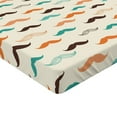 thumbnail image 2 of Ambesonne Indie Fitted Sheet 2 Pcs Set, Retro Mustache Pattern, Twin, Orange Brown and Teal, 2 of 3