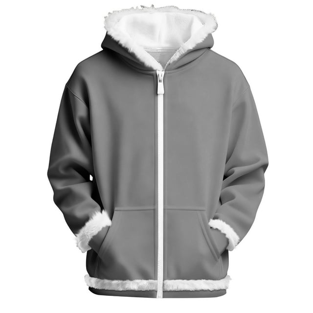 Chandails à Capuchon Gris Chauds pour Femmes Hommes Femmes Automne Hiver Couleur Unie Veste Décontractée Poches Fermeture Éclair Chandails Chandail Robe Femmes