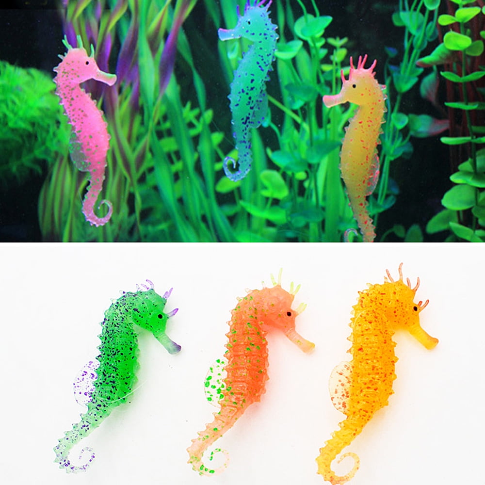 Yeacher Seahorse Luminous Ornament Aquarium Luminous Seahorse Decoration for Fish Tank Aquarium Decoration 3 PCS