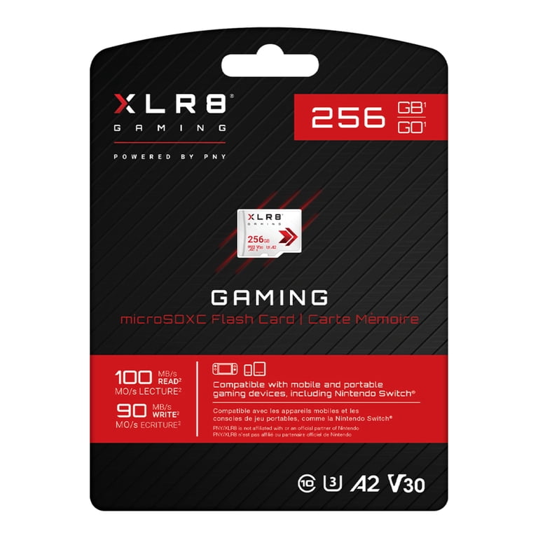 PNY 256GB XLR8 Gaming microSDXC Memory Card - 100MB/s UHS-I U3 V30