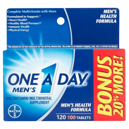 One A Day Men's Health Formula Multivitamin Supplement Tablets, 120 Count, Bonus