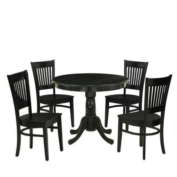 FurniFact Black 5 Pc Breakfast Nook Table Set, Kitchen Table and Chairs for 4