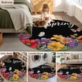 thumbnail image 5 of Round Rug 7Ft Washable Non-Slip, Spring Flowers Circle Area Rugs for Living Room Bedroom, Watercolor Country Colorful Floral Black Indoor Floor Mats Carpet Runner for Home Decor Aesthetic, 5 of 8