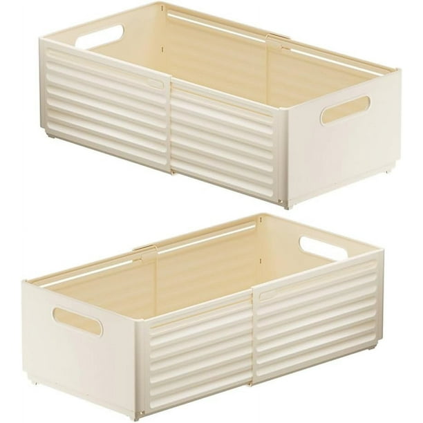 Contenedores de almacenamiento de plástico plegables retráctiles con asas, caja de almacenamiento de fácil montaje para artículos diversos, ropa, contenedor de cocina, separadores de cajones,