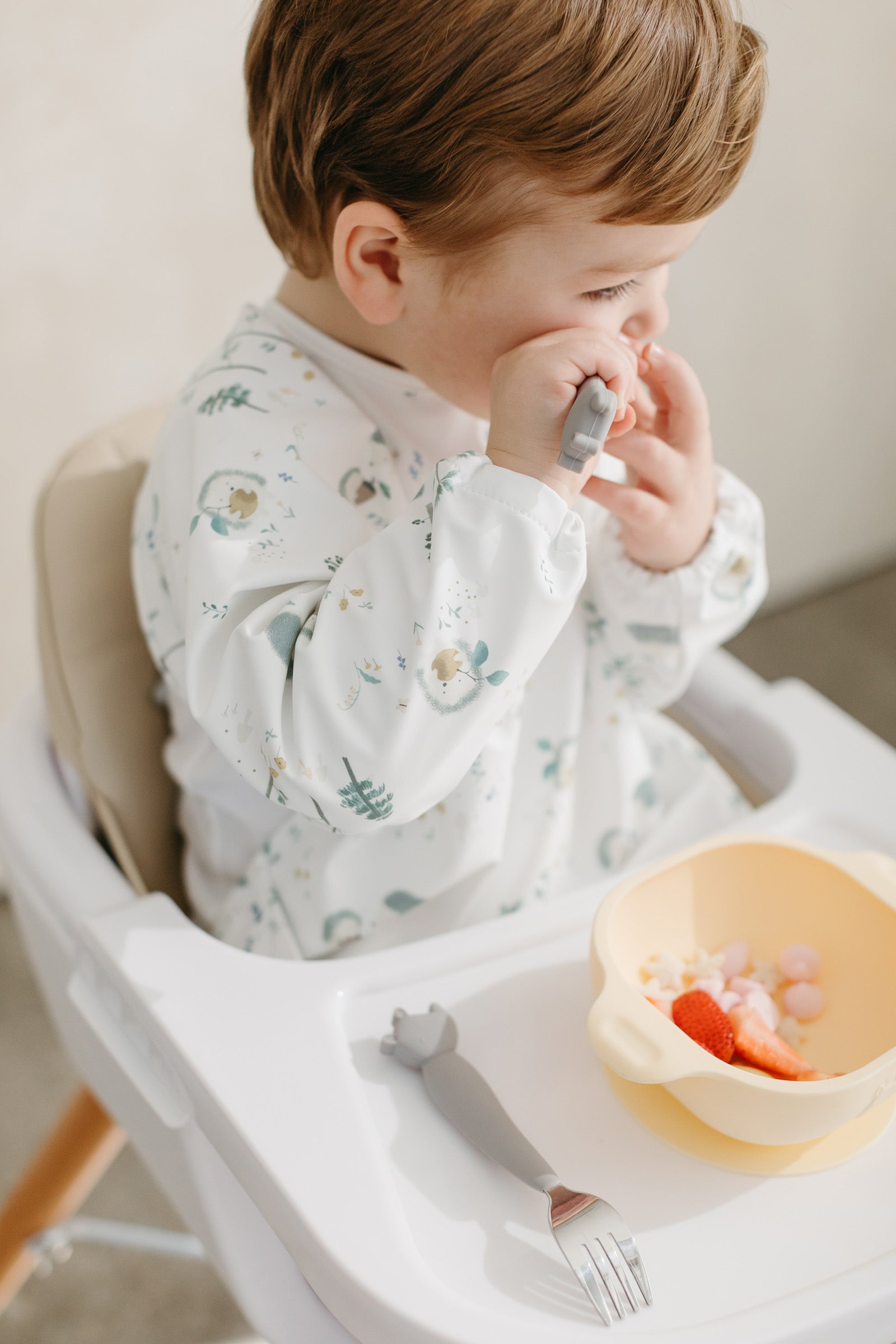 Loulou Lollipop Long Sleeve Waterproof Baby Bib, Hedgehogs