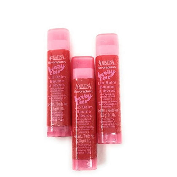 Aquafina Flavor Splash Lip Balm, BERRY LOCO, Jojoba and Almond Oils & Vitamin E .1oz