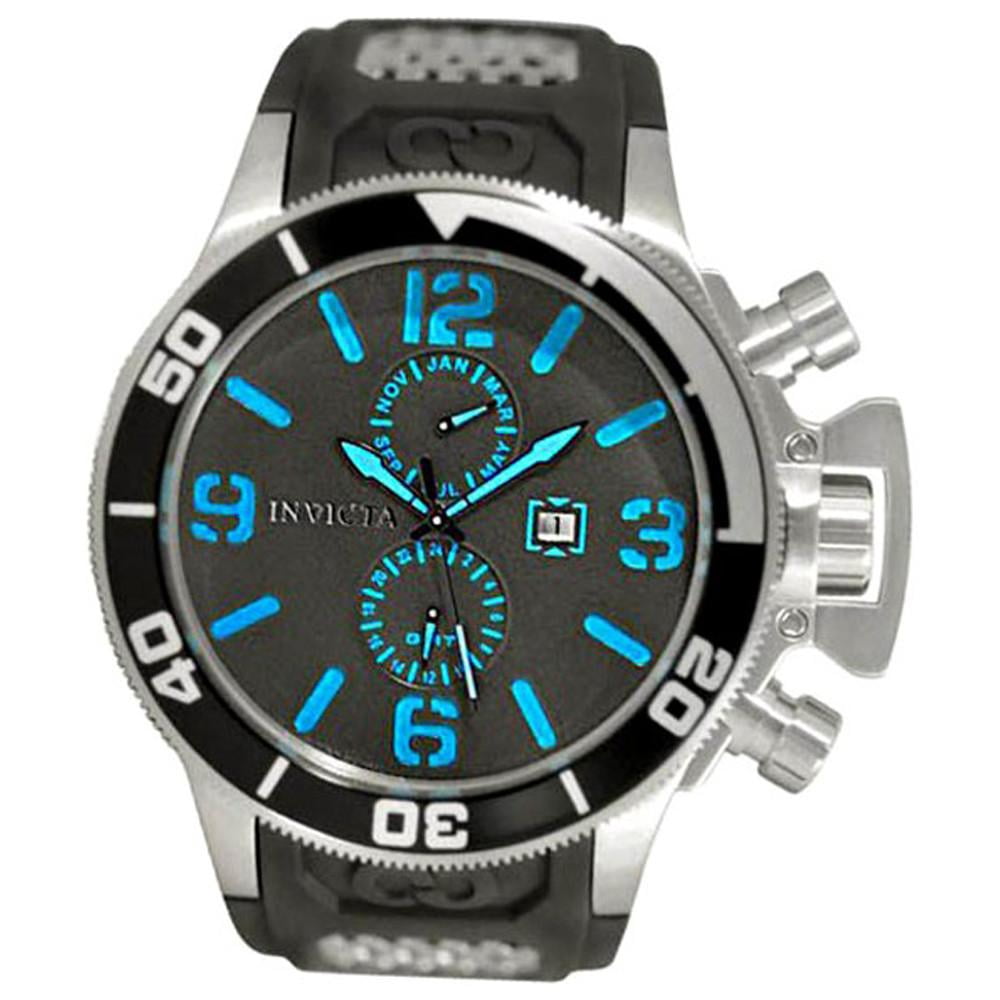 Invicta Men's 1056 Corduba Blue Accents Black Dial Black Rubber