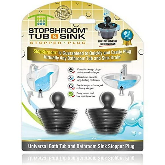 Tapones con tapón para bañeras, 2 unidades, color negro, universal, 2.2 pulgadas