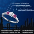 thumbnail image 2 of Gem Stone King 925 Sterling Silver White Moissanite and Pink Moissanite Engagement Ring for Women | 0.96 Cttw | Round 5MM | Gemstone Birthstone | Size 7, 2 of 7