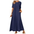 thumbnail image 2 of Tshirt Dress Women Summer Short Sleeve Crewneck A Line Casual Maxi Dresses with Pockets T Shirt Dresses for Women, 2 of 6