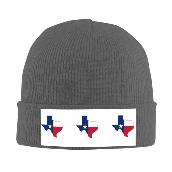 Texas Flag Map Beanie Hat Men Women Warm Printed Cap Knit Beanies Hats Outdoor Winter Deep Heather
