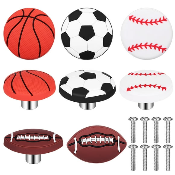 KAKOWELY pomos de tocador con diseño de balón deportivo, para fútbol, béisbol, baloncesto, cajón de tocador para niños, decoración de muebles.