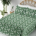 thumbnail image 3 of Ambesonne Leaves Fitted & Flat Sheet with Shams 4 Pcs Set, Tropical Botany Leafy Garden, Full, Green Cinnamon and White, 3 of 5