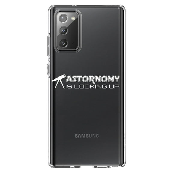 DistinctInk Clear Shockproof Hybrid Case for Galaxy Note 20 ULTRA (6.9" Screen) - TPU Bumper Acrylic Back Tempered Glass Screen Protector - Astronomy is Looking Up