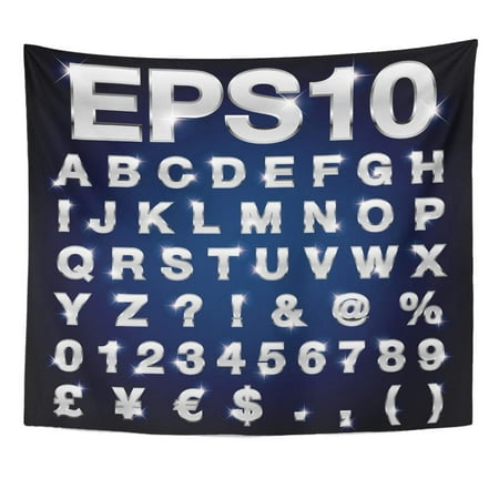 Chrome Letters For Walls REFRED Chrome Silver Metal Letters and Numbers Alphabet Text Steel Shine Wall Art Hanging Tapestry Home Decor for Living Room Bedroom Dorm 51x60 inch ()