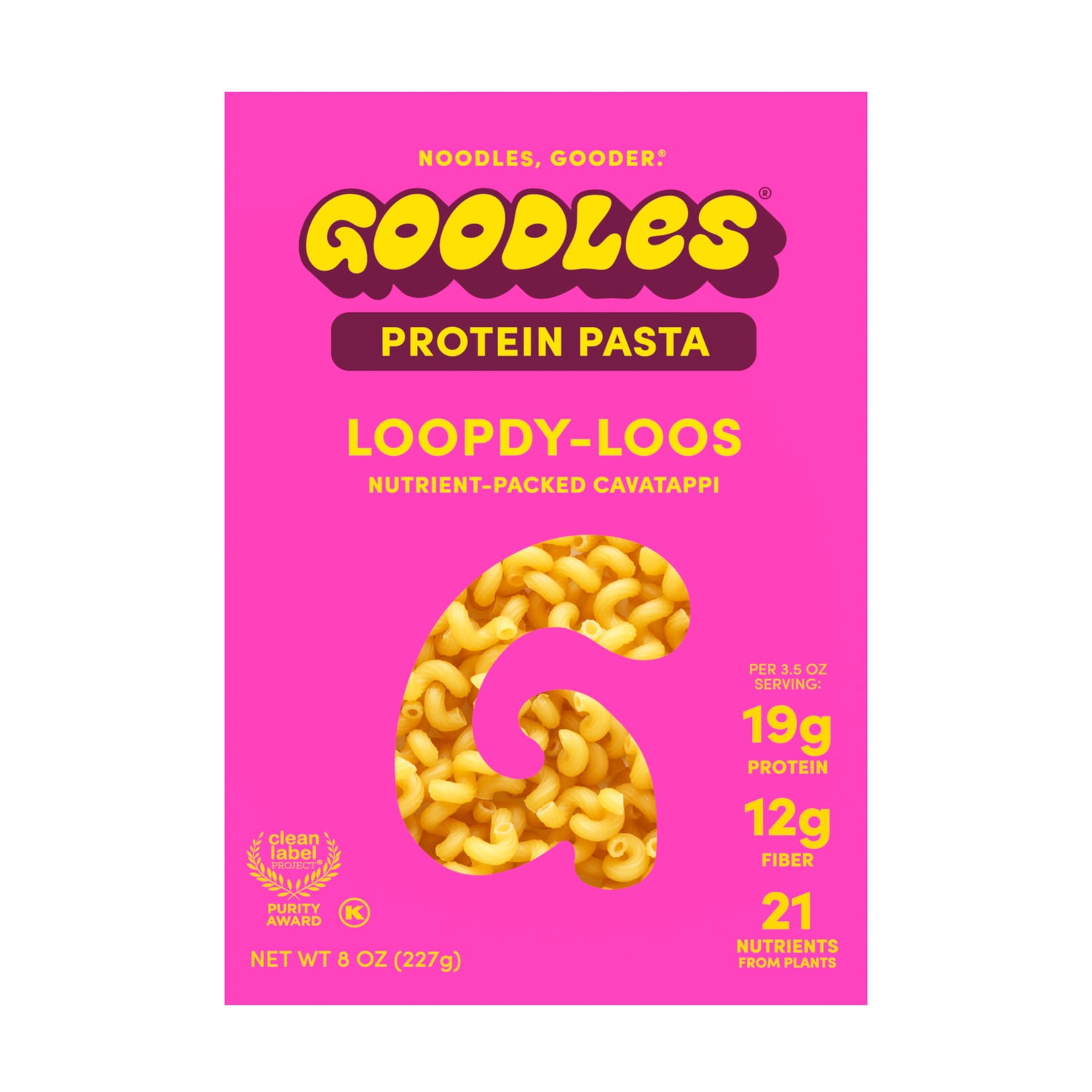 (3 pack) Goodles Protein-Packed Loopdy-Loos Cavatappi Dry Pasta 8 oz
