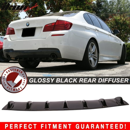 - Fits 11-16 F10 5 Series Rear Bumper Lip Diffuser Spoiler 7 Fin Gloss Black ABS