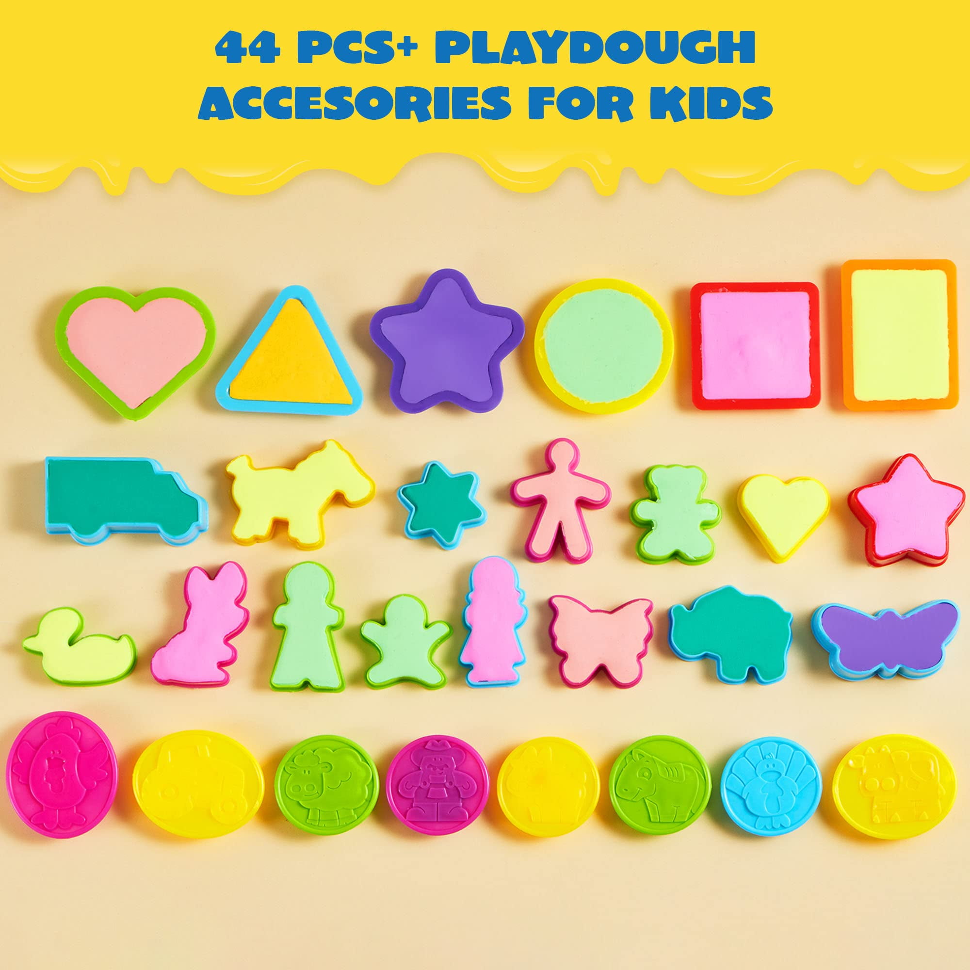 Kaemi 35pcs Playdough Accessories Kits Play Dough Tools Set for Kids Ages  4-8, Playdough Toys Playdough Cutters Rollers with Various Molds Storage  Box