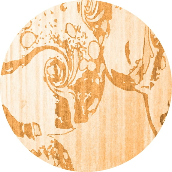Ahgly Company Indoor Round Abstract Orange Contemporary Area Rugs, 6' Round