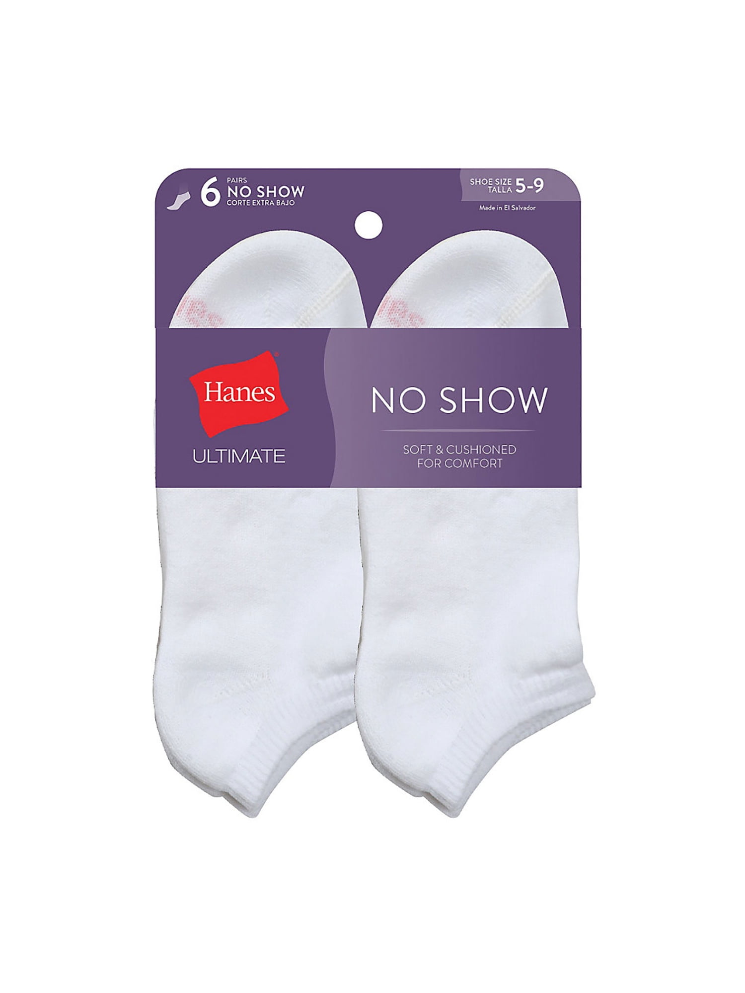 Hanes Ultimate Women's No-Show Socks 6-Pack 