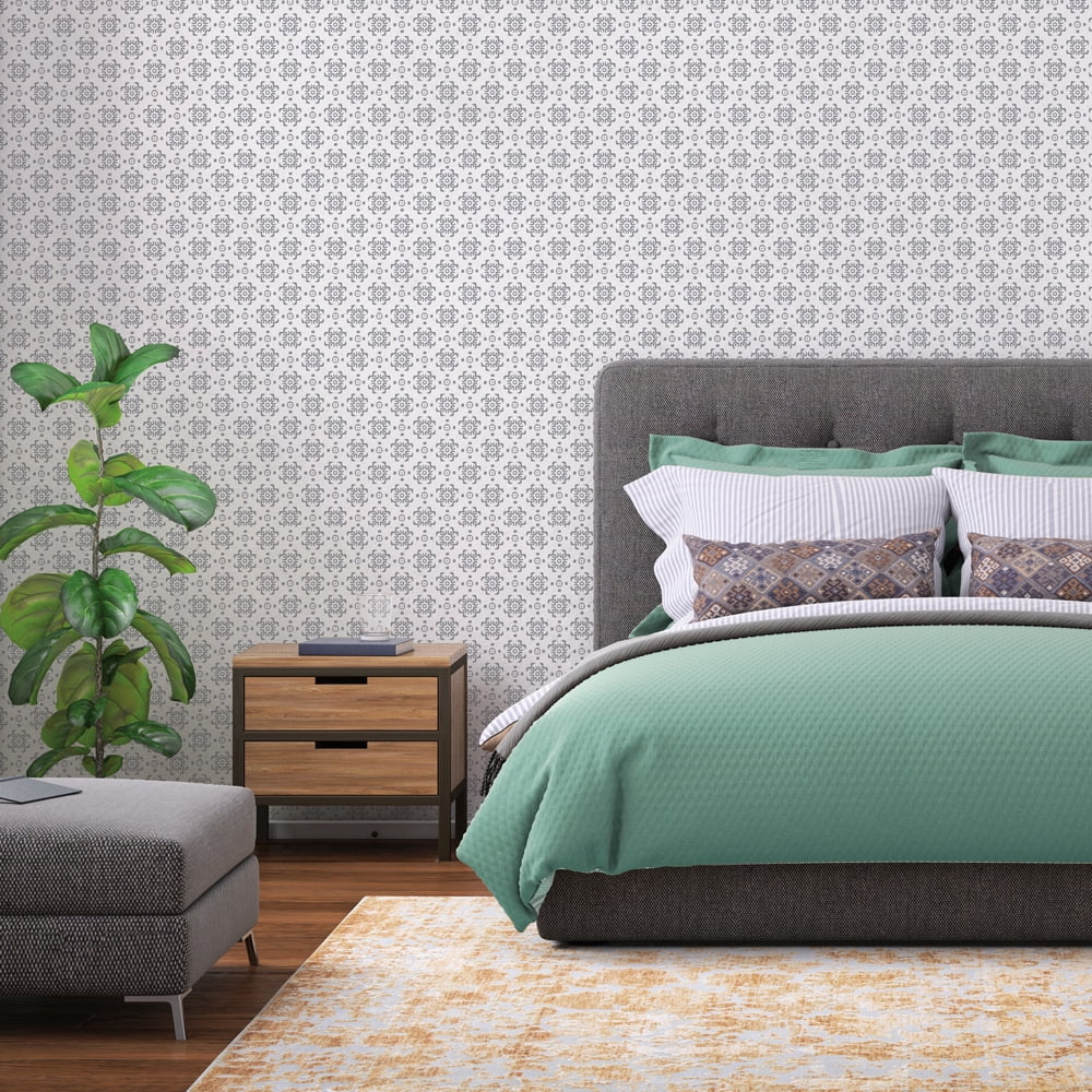Tempaper Decorative Tile Grey Peel and Stick Wallpaper, 20.5" x 16.5'