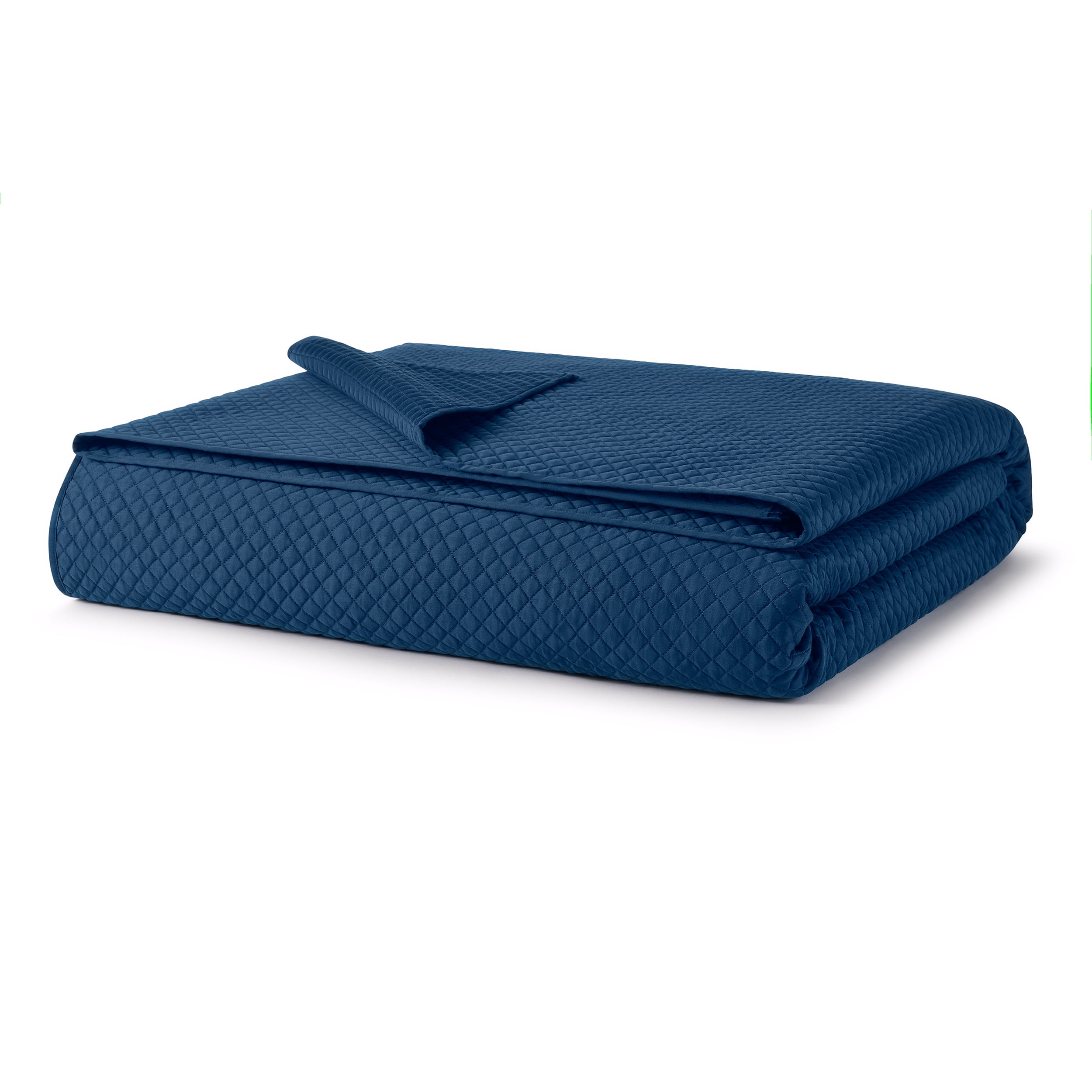 Wamsutta 1846 Cotton Tencel 3-Piece Titan Blue Diamond Stitch Quilt Set, King