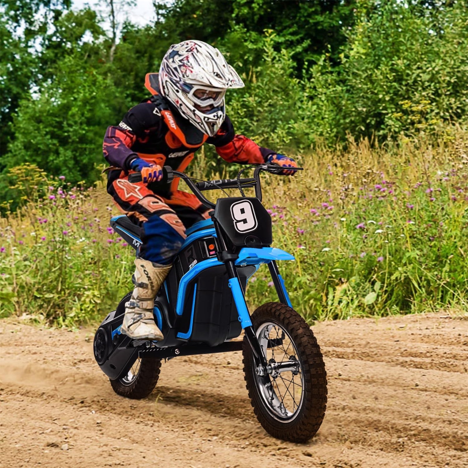 Juibresa 24V Electric Dirt Bike for Kids,Ride On Motorcycle Car with Powered 350W Brushless Motor for Boys and Girls,Max Speed 15MPH，2-Speeds,Max Weight 135 Lbs