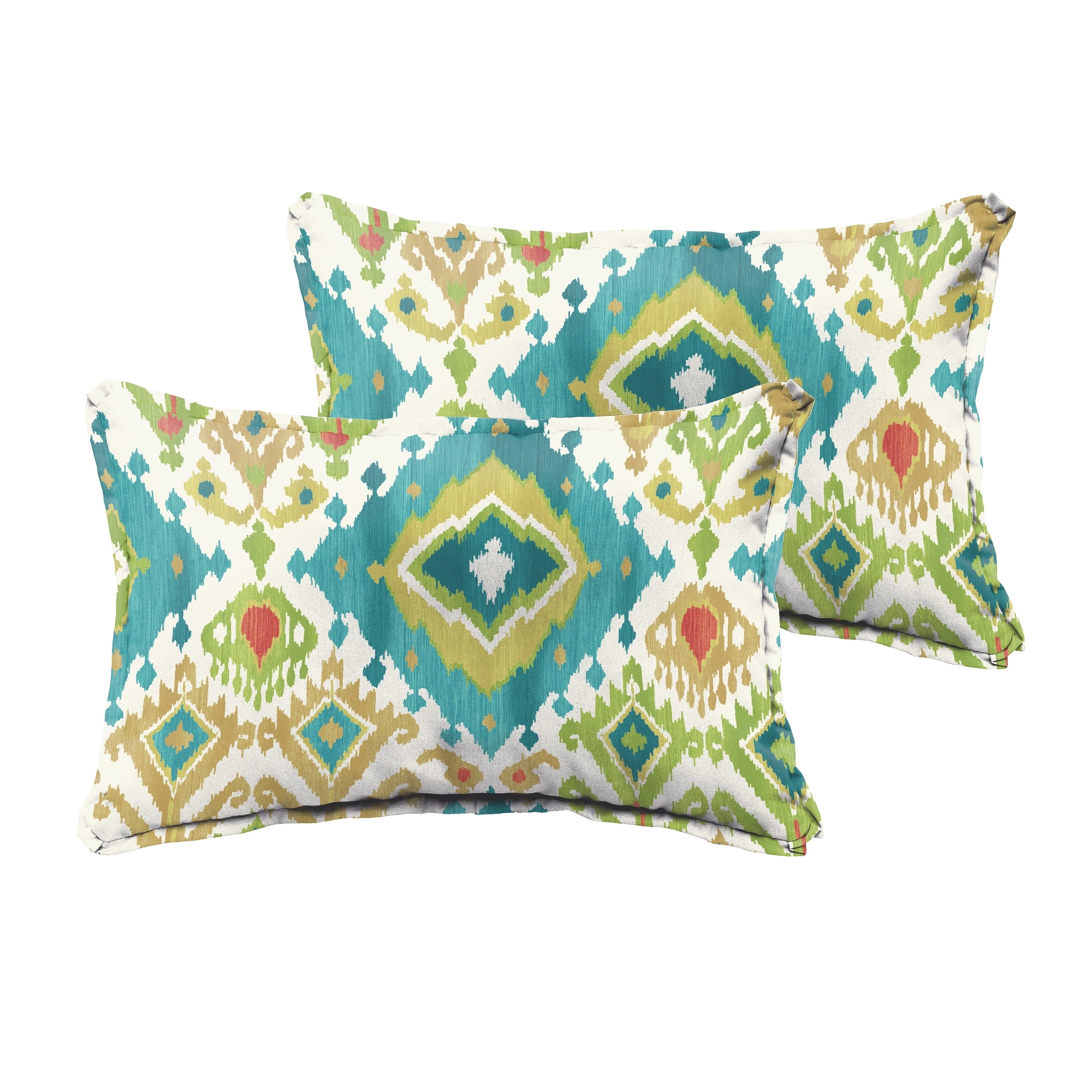 Humble And Haute Selena Blue Green Ikat Indoor Outdoor Humble And Haute Selena Blue Green Ikat Indoor Outdoor Lumbar Pillows Set Of 2 Com