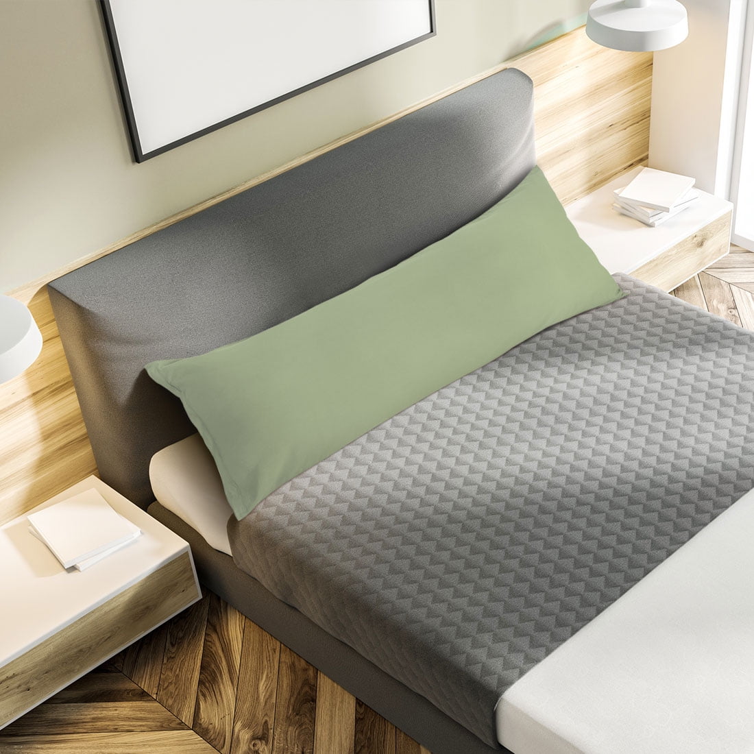 REGALWOVEN Set of 2 Body Pillowcases Zippered Body Pillow Cover for Body Pillows, Standard Sage