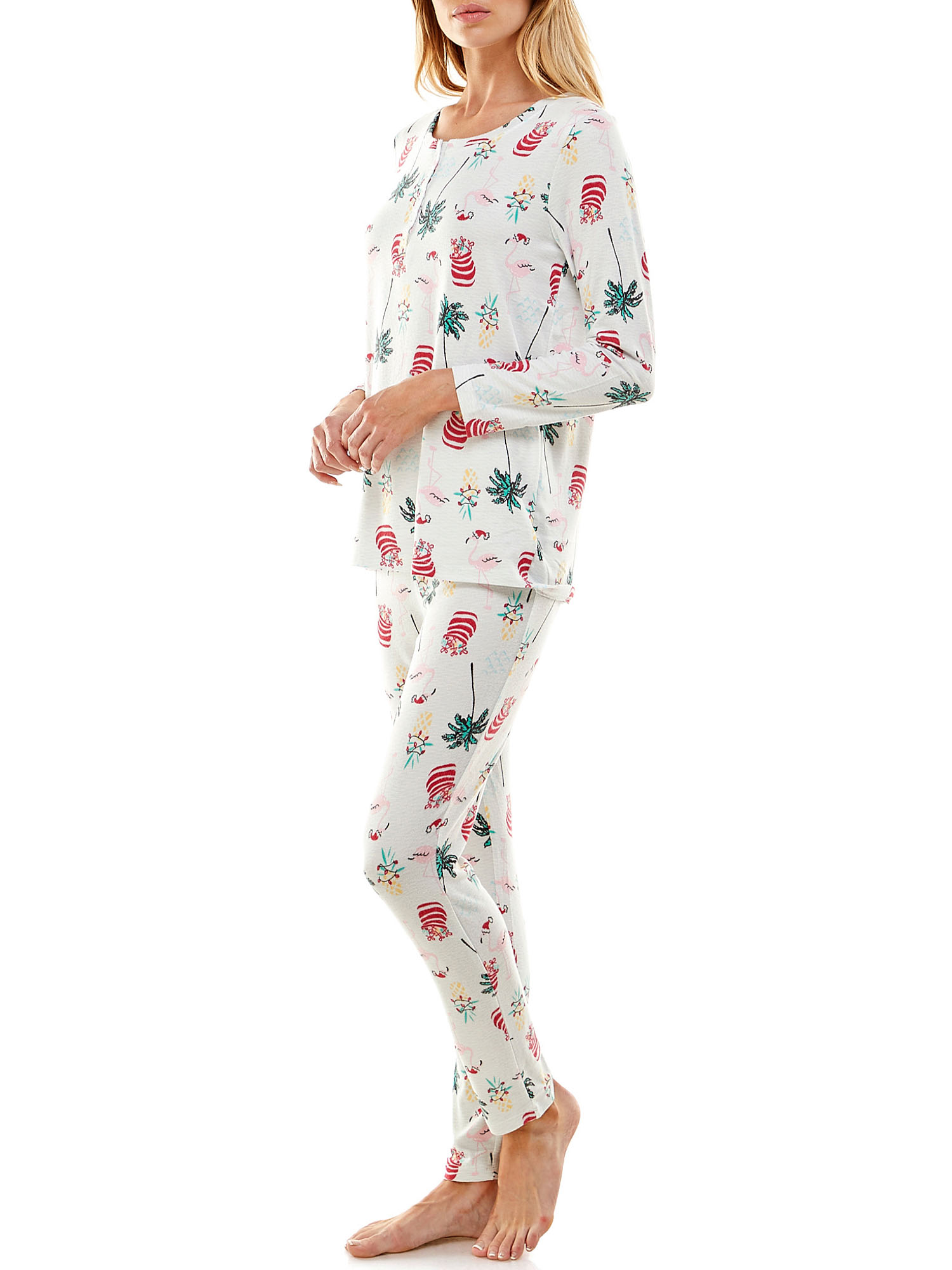 Jaclyn Women's Holiday Printed Henley and Legging Pajama Set