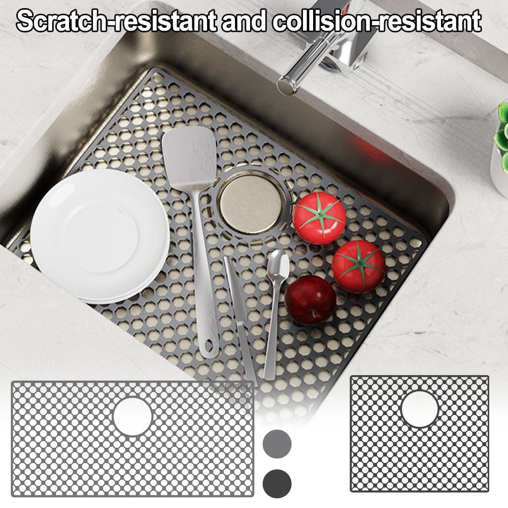 Silicone Sink Mat For Kitchen Nonslip Heat Resistant Design With Center Drain