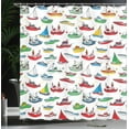 thumbnail image 4 of Ambesonne Nautical Shower Curtain, Cartoon Fishing Boats, 69"Wx84"L, Multicolor, 4 of 5