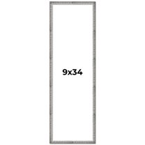 9x34 Frame Silver Grey Distressed Solid Wood Picture Frame | 0.75 Inch Moulding Width | Interior