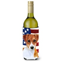 Carolines Treasures BB9689LITERK Jack Russell Terrier Patriotic Wine Bottle Beverge Insulator Hugger  Wine Bottle
