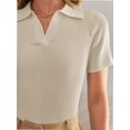 thumbnail image 6 of Womens V Neck T Shirts Short Sleeve Slim Fit POLO Tops Solid Color Trendy Summer Basic Tee T-Shirts, 6 of 6