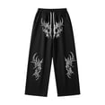 thumbnail image 4 of XIAOCHA Men's Gothic Tribal Print Sweatpants Baggy Fit Full Length Drawstring Waist Track Pants Soft Edgy Street Trousers, 4 of 4