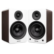 Fluance RT81 Elite High Fidelity Vinyl Turntable (Walnut) with Ai61 Powered 6.5 Stereo Bookshelf Speakers (White Walnut), Diamond Stylus, Belt Drive, Built-in Preamp, 90W Class D Amplifier, Bluetoot