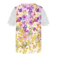 thumbnail image 4 of Wycnly Womens Blouses and Tops Dressy Sexy Lace Patchwork Sleeve Loose Flowy Pleated Swing Shirts Summer Floral Print Square Neck Short Sleeve Cute Tees Tops Purple XL, 4 of 5
