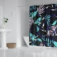 thumbnail image 3 of Botanical Boho Shower Curtain, Palm Leaf and Hawaiian Floral Jungle Design, Vibrant Waterproof Fabric, Machine Washable with Hooks, for Summer Beach Theme Decor, 3 of 5