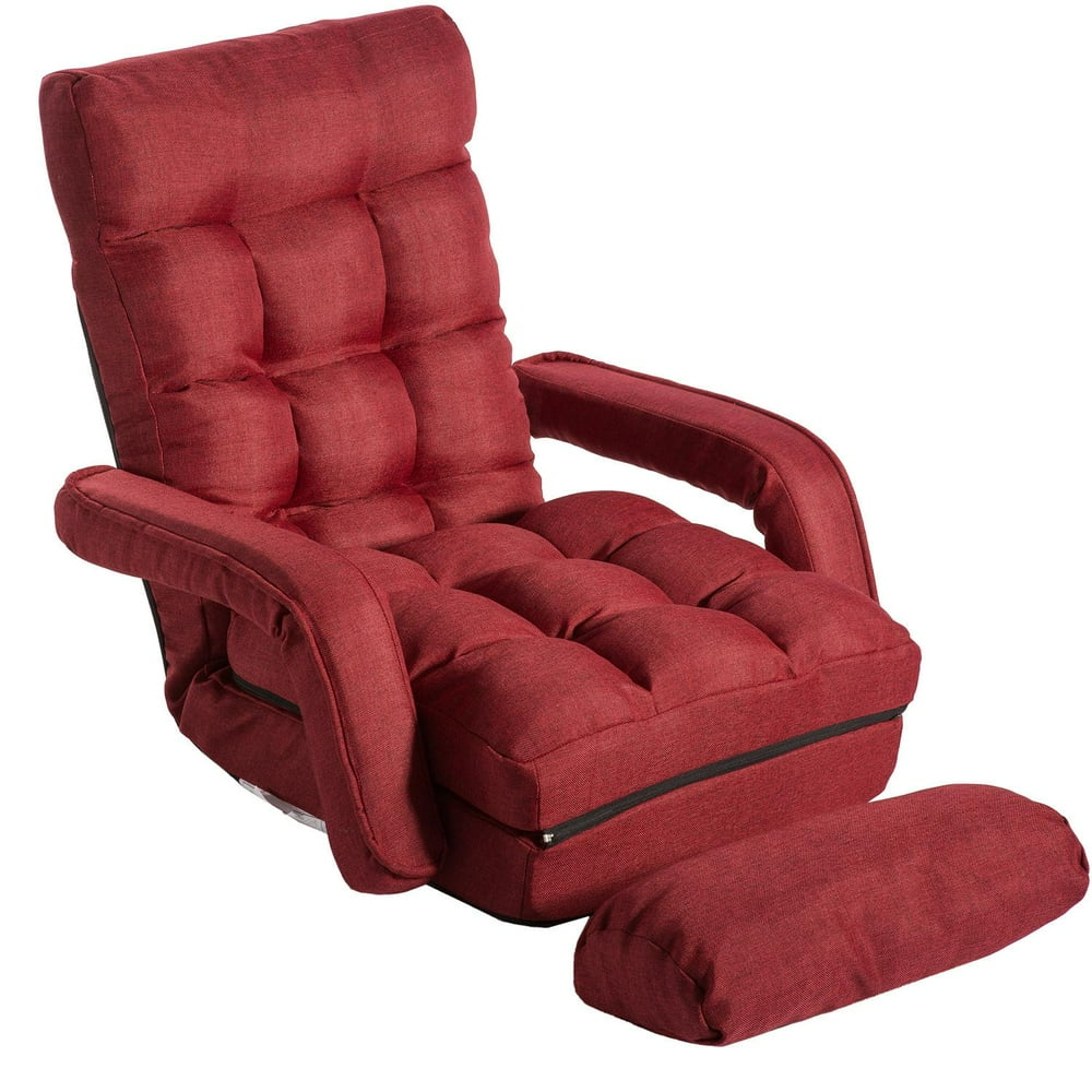 Folding Floor Chair with Arms Back Support Floor Sofa Video Gaming Chair for Adults Lazy Sofa 