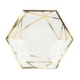 thumbnail image 2 of Balsa Circle 25 White 9" Hexagon Disposable Salad Paper Plates Gold Trim Wedding Party, 2 of 8