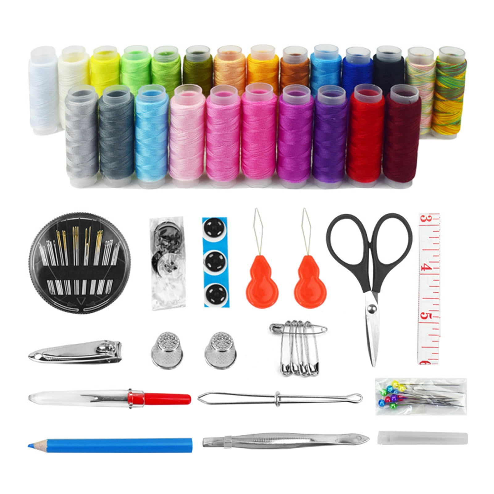 Sewing Kit with Case, 97 pcs Sewing Supplies for Home Travel and Emergency, Contains 24 Spools of Thread, Mending and Sewing Needles, Scissors, Seam Ripper, Needle Threaders etc
