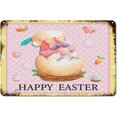 thumbnail image 1 of Lindo gnomo de Pascua feliz, rosa, amarillo con lunares blancos, letreros de metal vintage, decoración del hogar, letrero de metal de Pascua de primavera, placa de pared de 8 x 12, 1 of 6