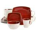 thumbnail image 1 of Gibson Elite Soho Lounge 16 Piece Square Stoneware Dinnerware Set, Red/White, 1 of 8