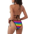 thumbnail image 4 of Salouo Bright Rainbow Pattern Women's Sexy Bikini Set,String Two Piece Swimsuit V Neck Swimwear Self Tie Spaghetti Straps Bathing Suits -X-Large, 4 of 6