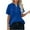 Blue, variant on FAIWAD Linen Shirts for Women Button Up V Neck Loose Summer Short Sleeve Tops Dressy Casual Oversized Blouses