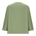 thumbnail image 6 of Olyvenn Linen Tops for Women Summer V Neck 3/4 Length Sleeve Womens Tops with Button Roll-Up Sleeve Casual Loose Fit Blouses Army Green XXXXL, 6 of 7
